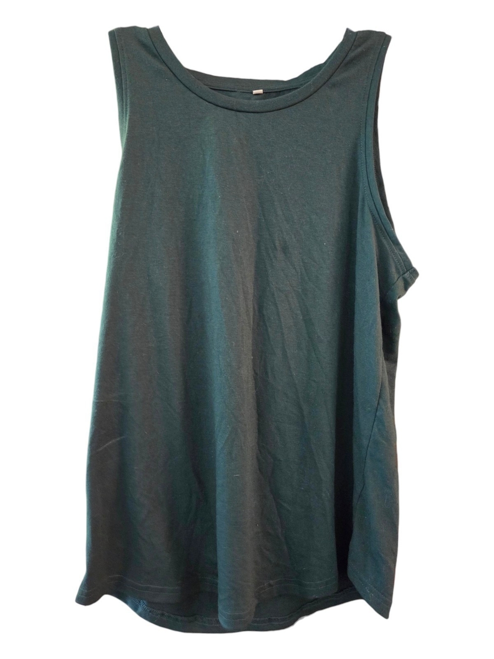 Relaxed Dark Green Women's Crewneck Sleeveless Muscle Tank Top - Size M